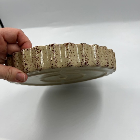 Vintage Flan Tart Quiche Dish Stoneware Speckled 9 Inch Oven Safe Round - Picture 4 of 6